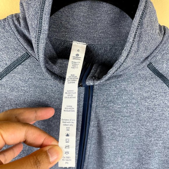 Lululemon Kriss Cross 1/2 Heathered Blue Gray Half-zip workout Sweatshirt 6 - Picture 10 of 12